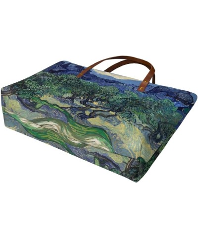 Women's Van Gogh Tote Bag Zipper Top Handle Satchel Handbags Purse Shoulder Bags Olive Trees $17.21 Satchels