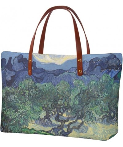 Women's Van Gogh Tote Bag Zipper Top Handle Satchel Handbags Purse Shoulder Bags Olive Trees $17.21 Satchels