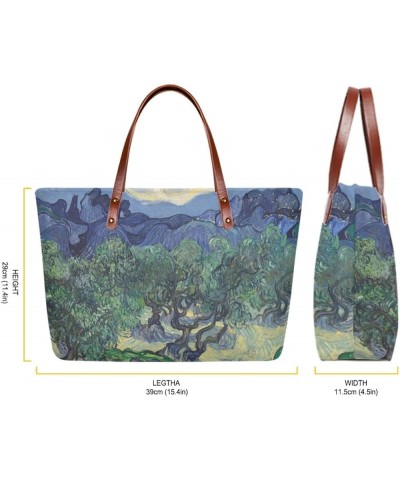 Women's Van Gogh Tote Bag Zipper Top Handle Satchel Handbags Purse Shoulder Bags Olive Trees $17.21 Satchels