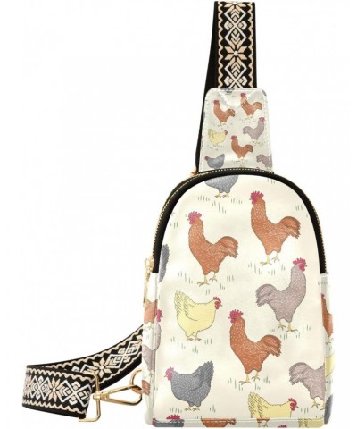 Small Sling Bag Rooster Chicken Farm Animals Crossbody Bag PU Leather Sling Purse for Women $12.71 Crossbody Bags