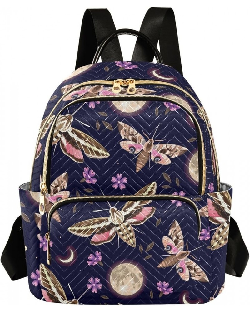 Moon Butterflies Flowers Mini Backpack Purse for Women, Travel Backpack Fashion Backpack Handbag Shoulder Bag Small Casual Da...