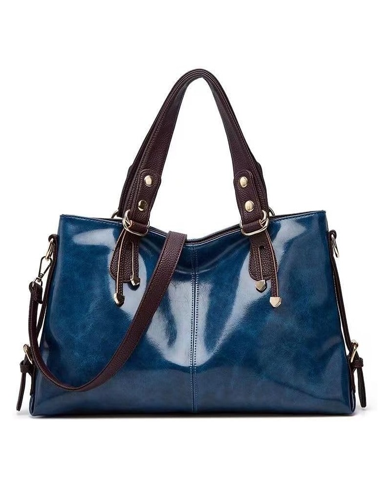 Large Leather Hobo Handbag for Women Purses and Handbags for Women Shoulder Tote Bags Top Handle Satchel Blue $45.18 Totes