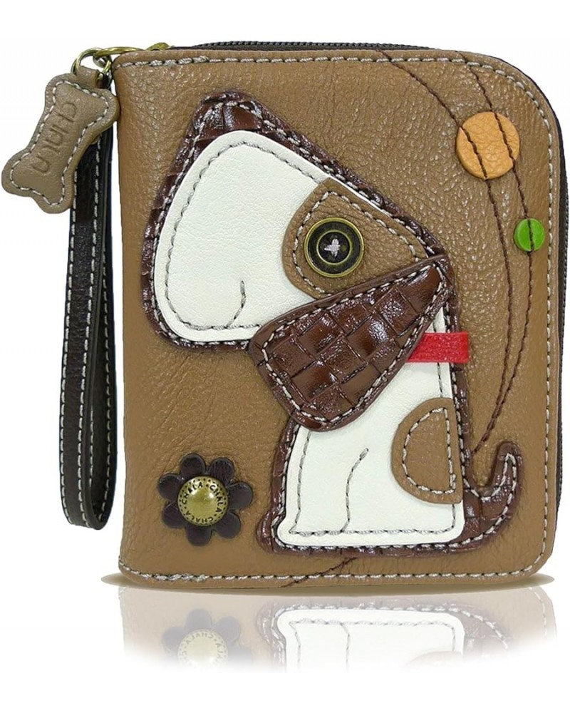 Zip Around Wallet, Wristlet, 8 Credit Card Slots, Sturdy Pu Leather - New Butterfly - Pink Toffy Dog - Brown $24.78 Wristlets