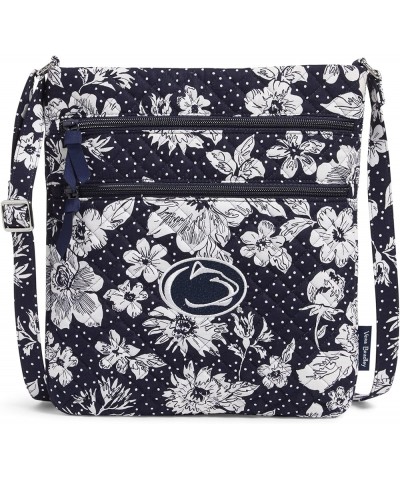 Cotton Collegiate Triple Zip Hipster Crossbody Purse (Multiple Teams Available) Penn State University Navy/White Rain Garden ...