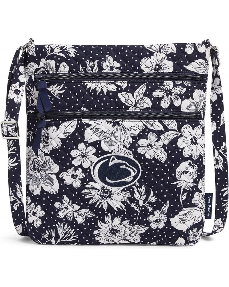 Cotton Collegiate Triple Zip Hipster Crossbody Purse (Multiple Teams Available) Penn State University Navy/White Rain Garden ...