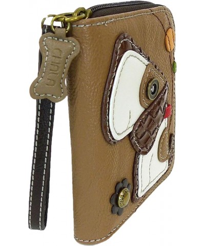 Zip Around Wallet, Wristlet, 8 Credit Card Slots, Sturdy Pu Leather - New Butterfly - Pink Toffy Dog - Brown $24.78 Wristlets