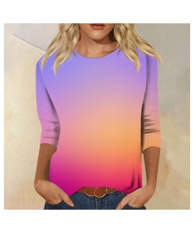 Women's Casual 3/4 Sleeve T-Shirts Round Neck Basic Tees Blouses Soft Y2k Streetwear Slim Fit Painting Graphic Tees 1-light P...