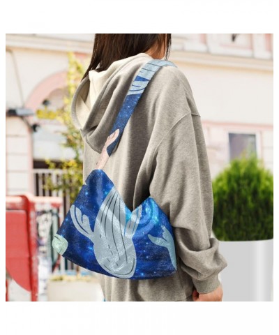 Ladies Soft Plush Underarm Bag Whale-dolphin-galaxy Fluffy Shoulder Bag Women Furry Purse Handbag $14.72 Shoulder Bags