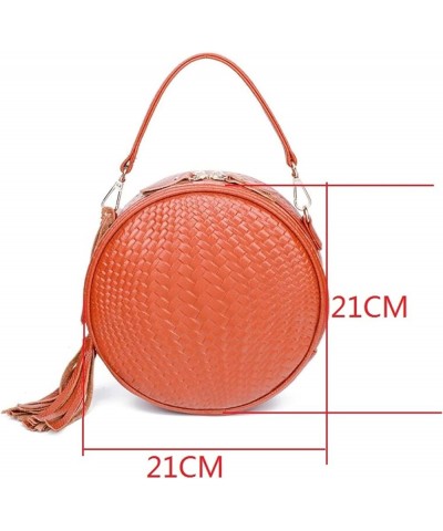 Leather Round Shoulder Bags for Women Small Beach Handbags for Women Summer Cowhide Crossbody Bags for Women (Color : Brown-0...