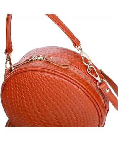 Leather Round Shoulder Bags for Women Small Beach Handbags for Women Summer Cowhide Crossbody Bags for Women (Color : Brown-0...