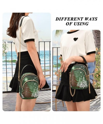 Green Forest Christmas Tree Crossbody Bags for Women Crossbody Wallet Purse Shoulder Bag with Chain Strap for Daily Use $11.4...